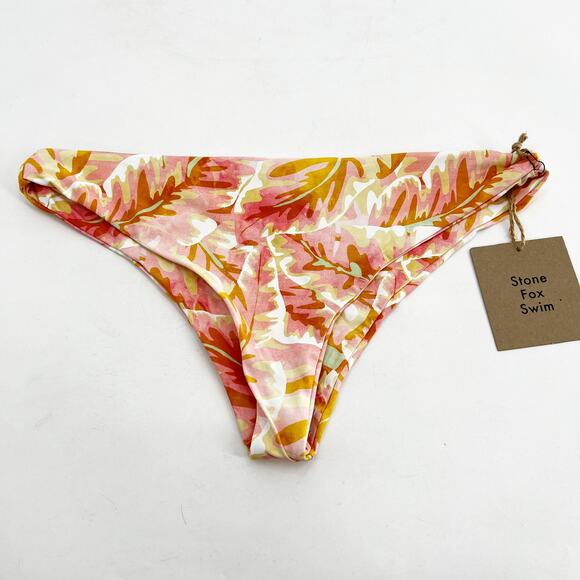 NWT Revolve x Stone Fox Swim Multicolor Leaf Hot Tropix Bikini Bottom Swim XL - Picture 2 of 4